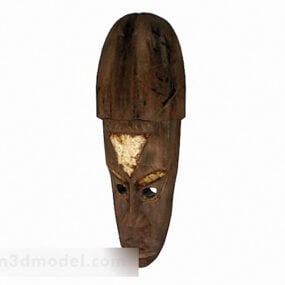 Sculpture de visage humain en bois modèle 3D