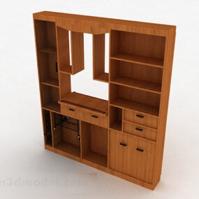 Modelo 3d de vitrine de madeira para sala de estar