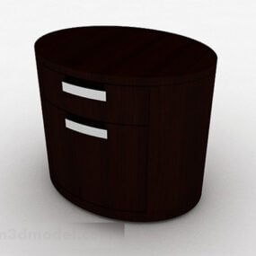 木製の楕円形のベッドサイドテーブル家具3Dモデル