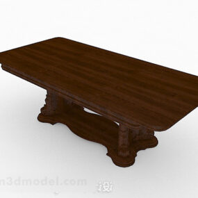 میز ناهارخوری چهارگوش چوبی مدل سه بعدی