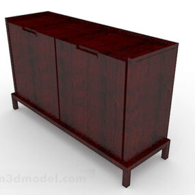 3д модель деревянного входного шкафа красно-коричневого цвета