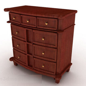 Wooden Red Brown Hall Cabinet 3d model
