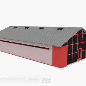 Drewniany czerwony bungalow Model 3D