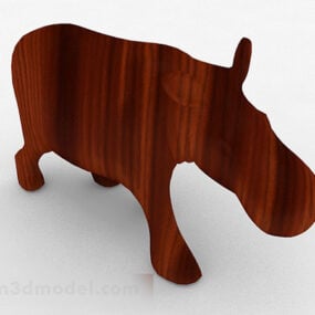 나무 코뿔소 동상 장식 3d 모델