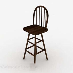 Дерев'яний простий барний стілець З 3d моделі
