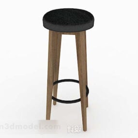Дерев'яний простий барний стілець 3d модель