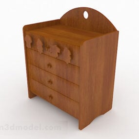 Enkelt sengebordsmøbel i træ 3d-model