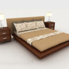 Dřevěná jednoduchá hnědá domácí manželská postel