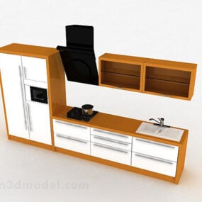 Modelo 3d de armário de cozinha simples de madeira