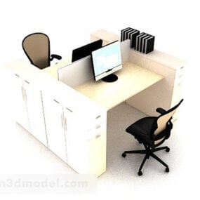 Wooden Simple Desk And Chair Combination 3d model