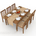 Ahşap Basit Yemek Masası Sandalye Seti V1