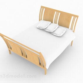 Brown Simple Style Wooden Bed 3d model