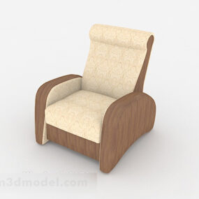 Wooden Simple Single Sofa 3d model