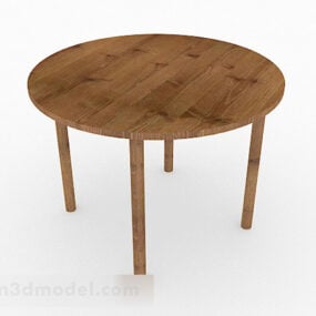 Mesa de comedor redonda de madera modelo 3d