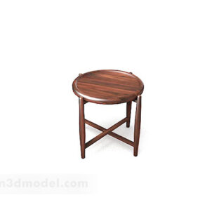 Wooden Simple Round Stool 3d model