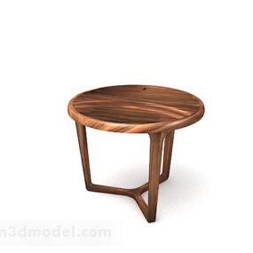 Wooden Simple Round Table 3d model