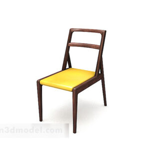 Chaise de maison jaune simple en bois modèle 3D