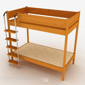 Wooden Single Bed 3d model