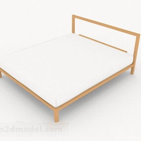 Wooden White Double Bed 3d model