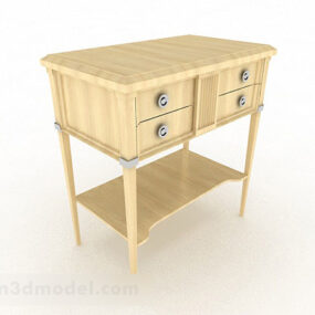 Wooden Yellow Desk Design 3d model