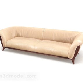 Дерев'яний жовтий домашній багатомісний диван 3d модель