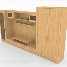 Wooden Yellow Home Tv Cabinet 3d model
