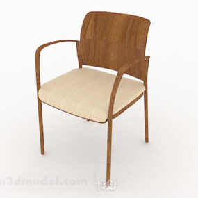 Wooden Yellow Simple Home Chair 3d model