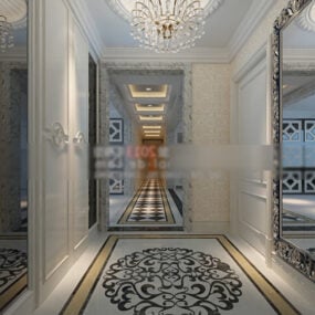 Dekorasi Mosaik Model Interior Lorong Rumah 3d