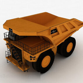 نموذج ثلاثي الأبعاد لشاحنة ذات 4 عجلات باللون الأصفر
