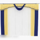 Yellow Blue Two Layers Home Curtains