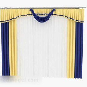 Yellow Blue Two Layers Home Curtains 3d model
