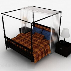 ملصق تصميم سرير مزدوج نموذج ثلاثي الأبعاد