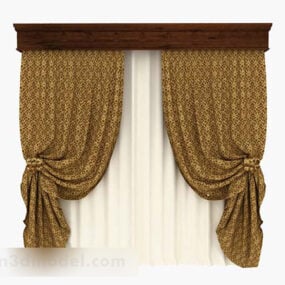Yellow Brown Home Curtains 3d model