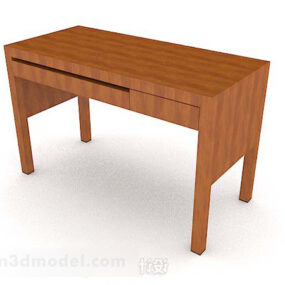 Yellow Brown Minimalist Wooden Desk 3d model
