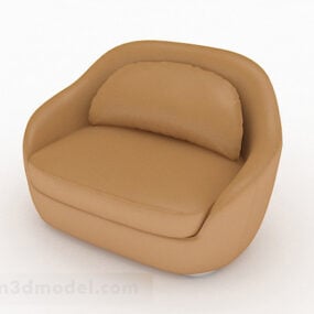 Brown Leather Simple Home Single Armchair 3d model