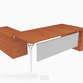 مدل سه بعدی میز تحریر ساده چوبی زرد قهوه ای