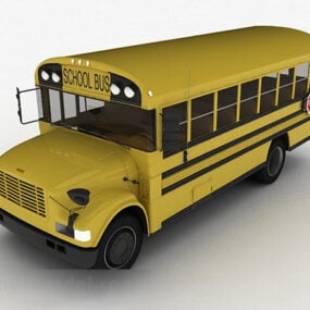 Gul bus skolebus køretøj 3d model
