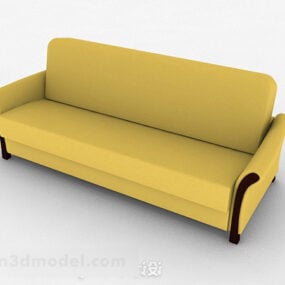 黄色のカジュアルなマルチシーターソファの装飾3Dモデル