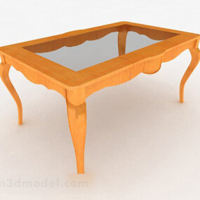Yellow Coffee Table Classic Legs 3d model