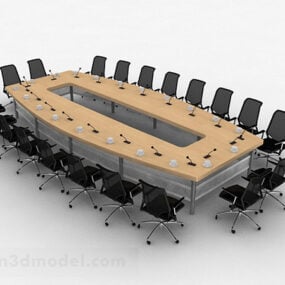 Sarı Konferans Masası ve Sandalyeler Dekoru 3D model