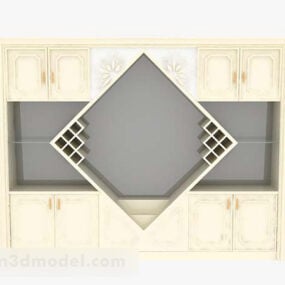 Yellow Wooden Mdf Display Cabinet 3d model