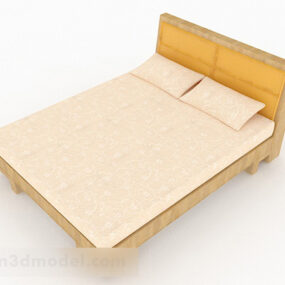Yellow Double Bed 3d model