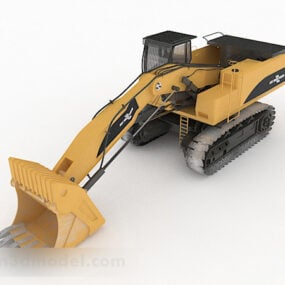 דגם 3D מכונת חופר צהוב
