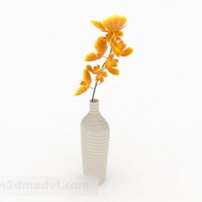 Yellow Flower Vase Home Decoration 3d model
