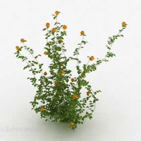 Modelo 3d de planta de flor verde amarela