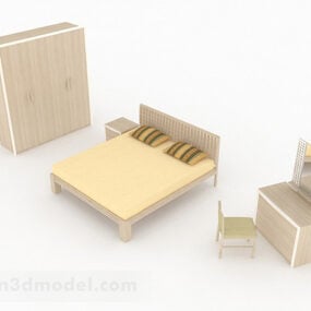 3д модель домашней двуспальной кровати со шкафом