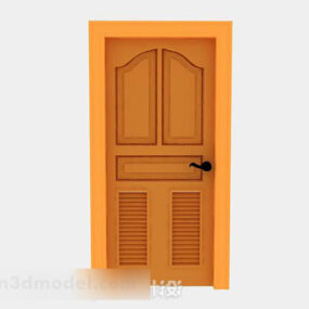 باب خشبي منزلي أصفر نموذج ثلاثي الأبعاد