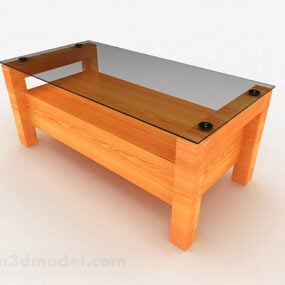 Home Wooden Glass Coffee Table Furniture 3d model