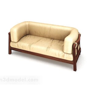Yellow Leather Love Seat 3d model