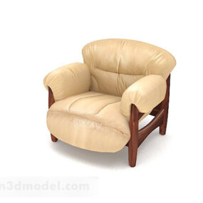 Yellow Leather Single Sofa Chair 3d model